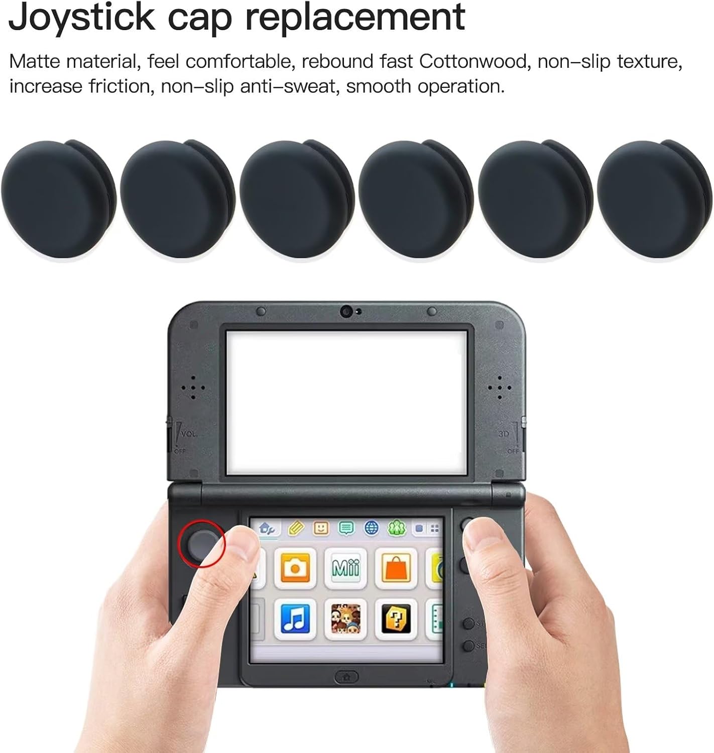 6-Pack Joystick Rocker Cap Thumb Stick Grip Cover Controller Circle Pad Button Replacement for Nintendo Models 3DS/2DS/XL/LL