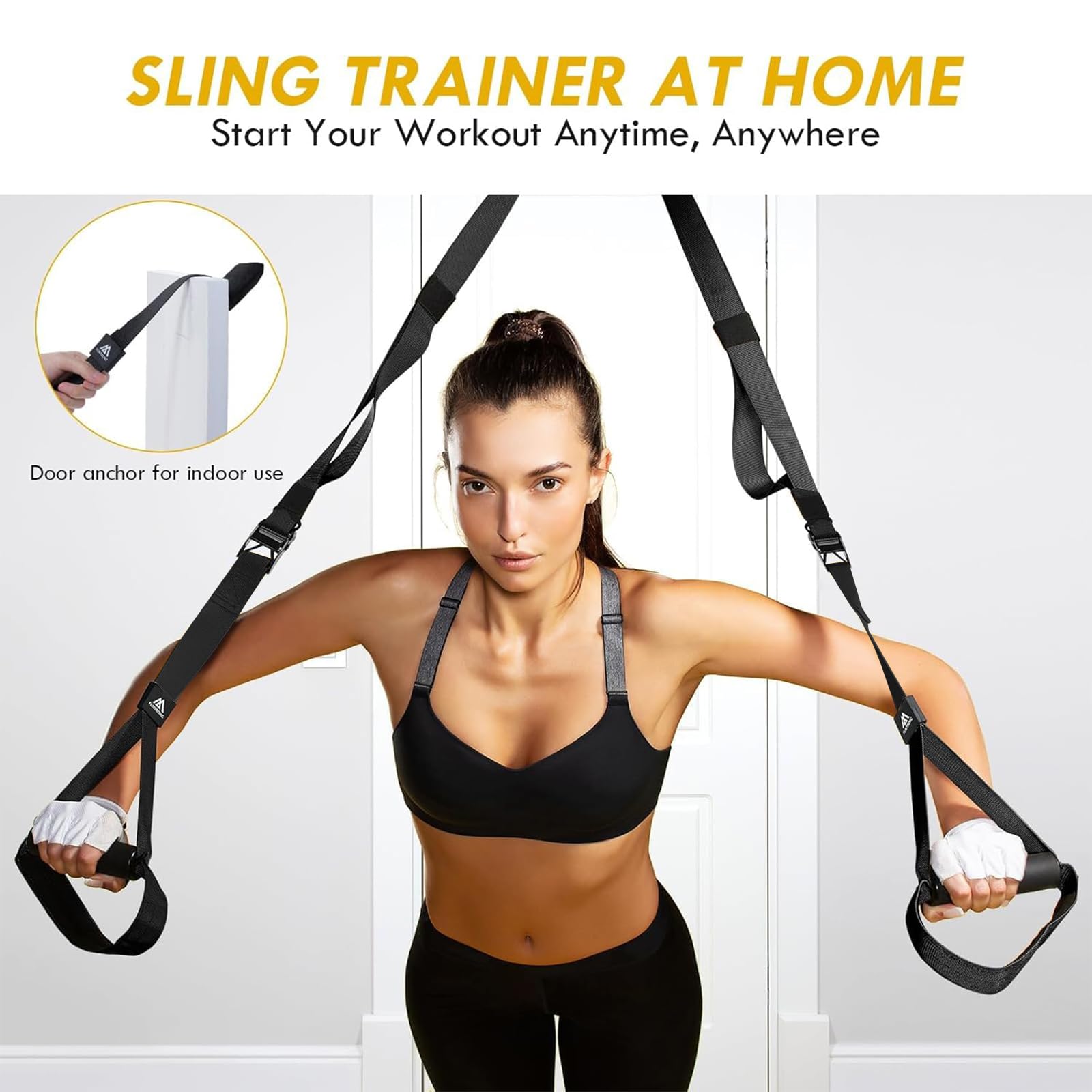 Flintronic Schlingentrainer, Sling Trainer Set für EIN Ganzkörpertraining, Schlingentrainer für Zuhaus, Schwarz