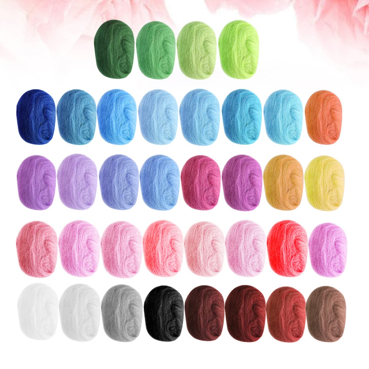 Housoutil Needle Felting Tools 36 Wool Yarn Roving Felting Fiber Fleece Pack DIY Craft Kit Jewelry Making Wall Hanging Projects Random