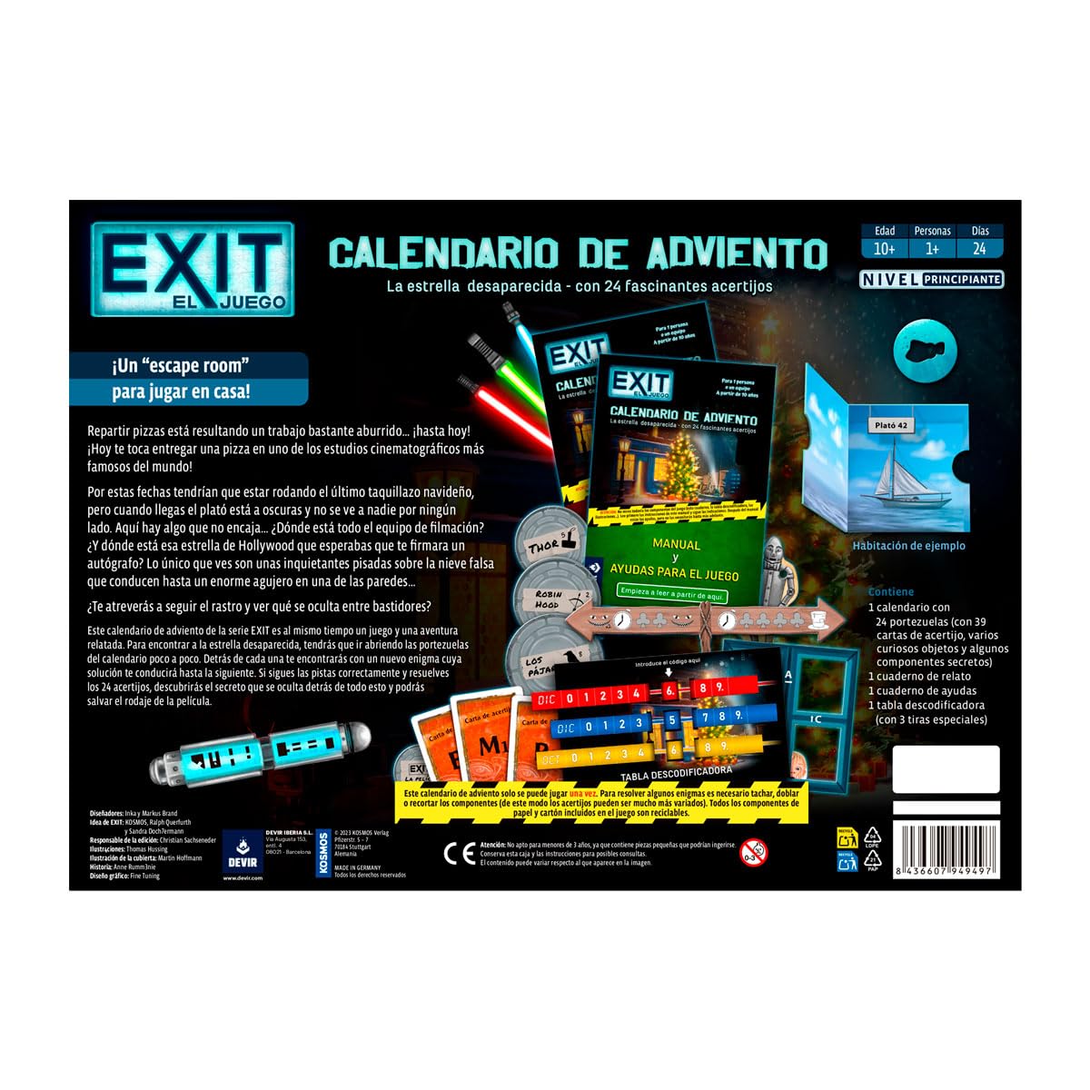 Devir – Exit: Calendario dell'Avvento La Stella Scomparsa | Gioco di fuga Room di Natale | 24 Enigmi | Avventura Misteriosa a Los Angeles | Gioco Cooperativo Famiglia