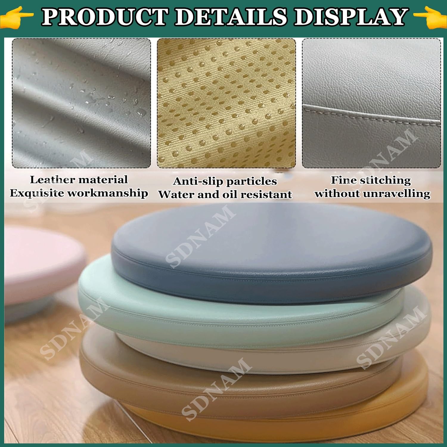 uyeoco Cojín Redondo Impermeable para Silla de jardín, 30/35/40cm de 4.5cm Grosor, Espuma de Memoria Cojín de Asiento para Interiores y Exteriores, Patio, césped(S2,Diameter 35x4.5cm Thick)