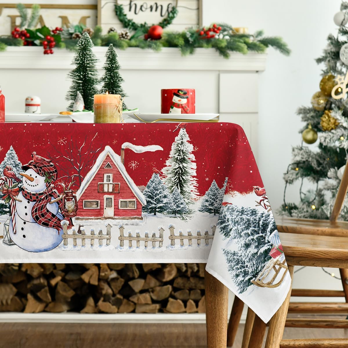 Horaldaily Christmas Tablecloth