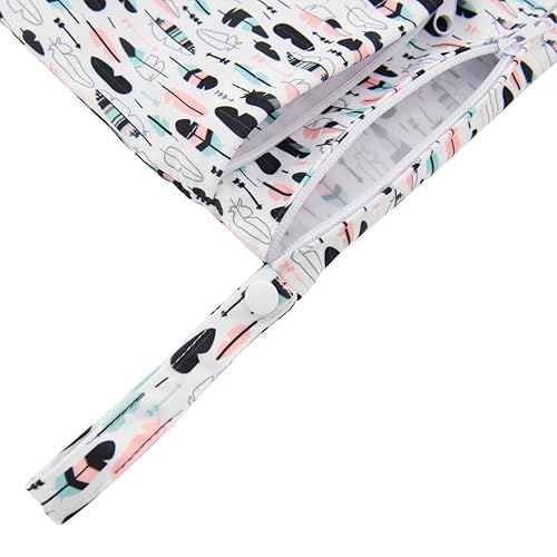 Miniatura 185 de ALVABABY 2 bolsas de pañales de tela para ropa húmeda, reutilizables con dos bolsillos con cremallera, para viajes, playa, piscina, guardería, 01