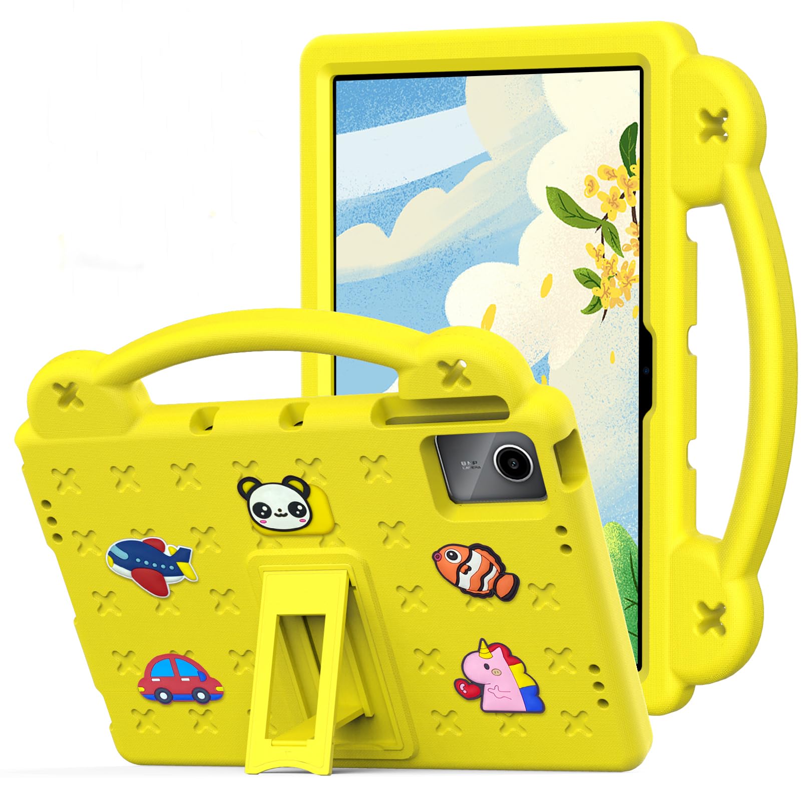 Cute Panda Case for Lenovo Tab M11 Case 11 inch 2024 (TB330FU) for Kids Full Body Protective Cover with Handle Stand Lightweight Shockproof Cover for Lenovo Tab M11 Yellow