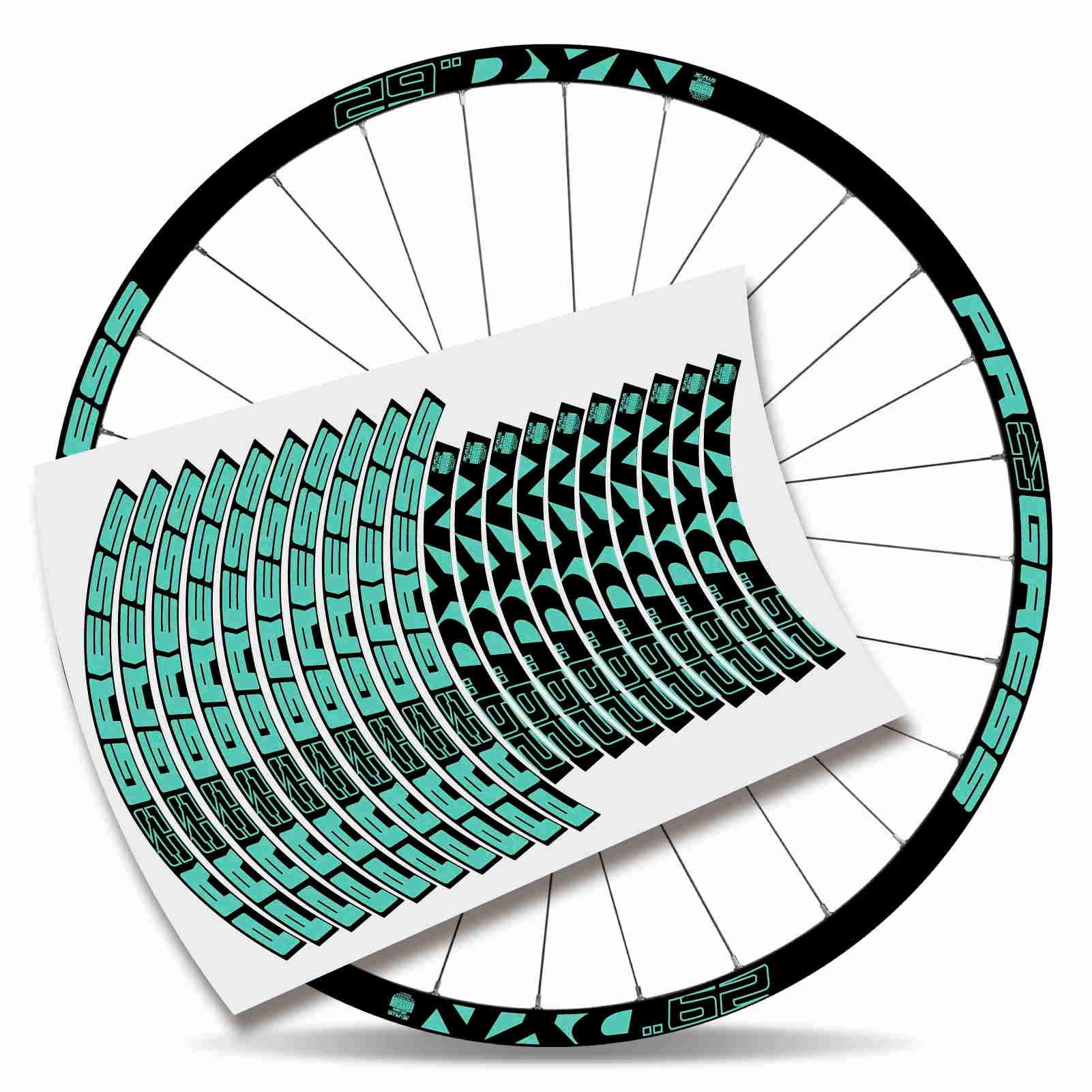 Kit Adesivi Bici Adesivi Cerchio Rim Progress DYN 29" MTB BTT B (Verde Menta)