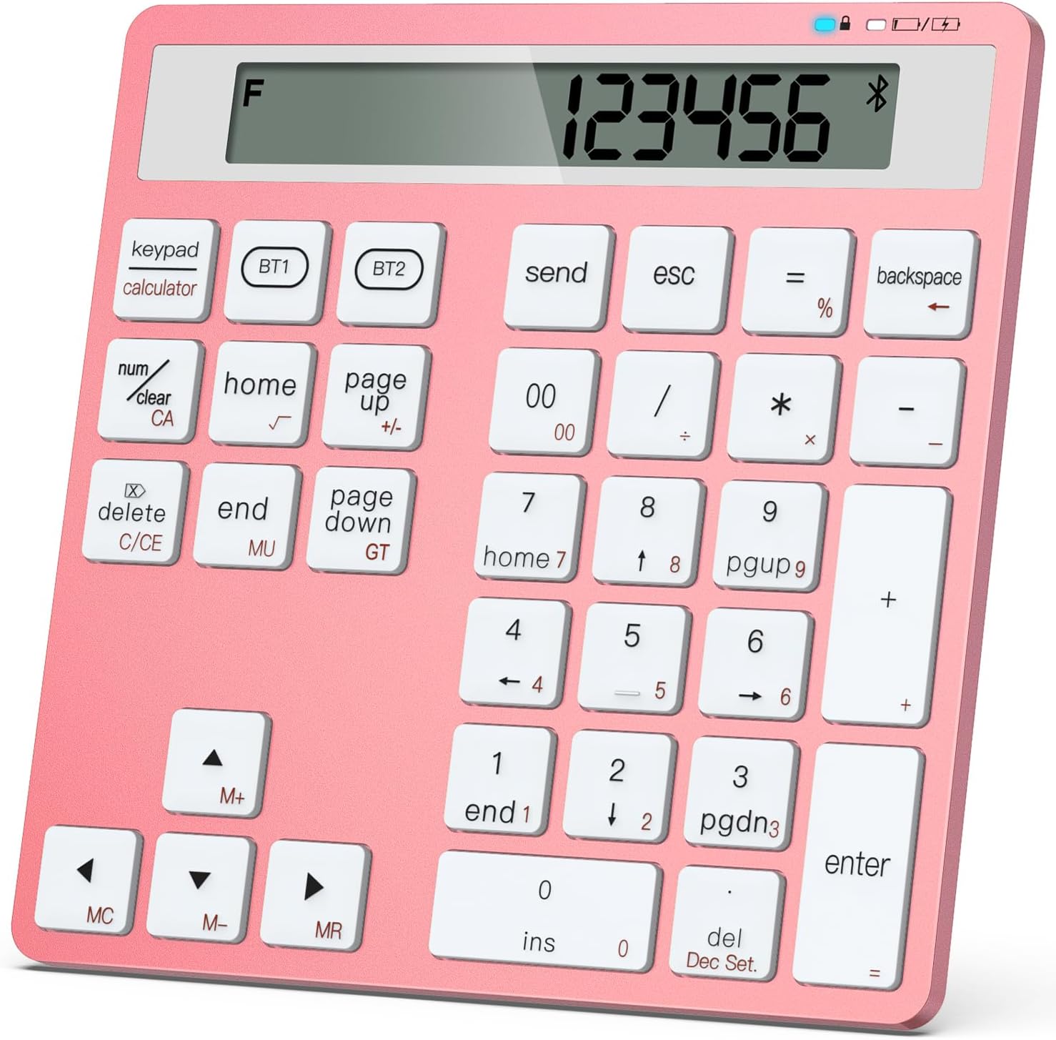 HoRiMe Number Pad for Laptop - Rechargeable Wireless Number Keypad 34 Keys with Dual Bluetooth, 2 in 1 Numeric Keypad Calculator with Display - Portable Slim Numpad for Windows, Mac, iMac, PC, Tablet