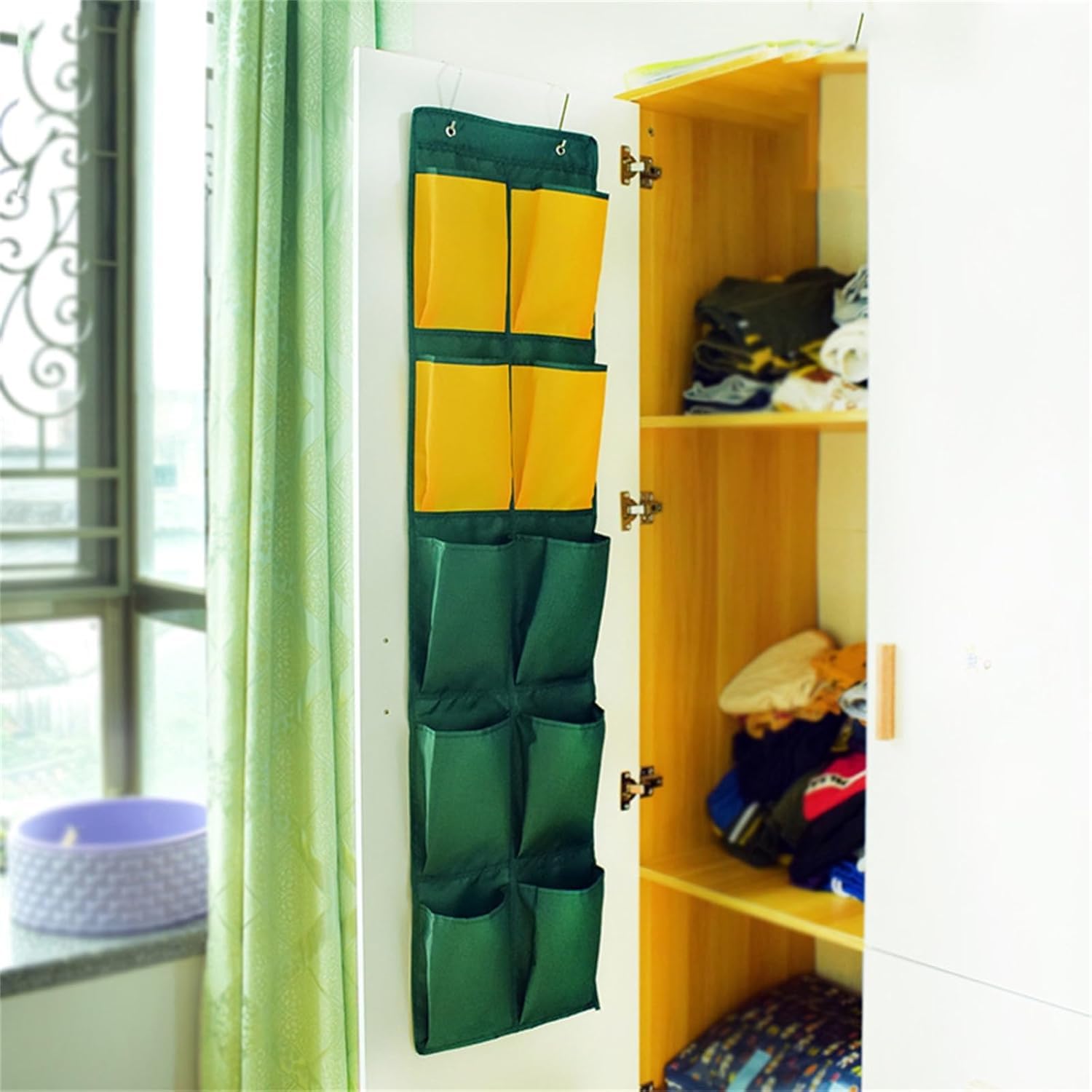 Organizador de zapatos para colgar sobre la puerta, estante de almacenamiento de zapatos con 16 bolsillos para un almacenamiento eficiente de zapatos