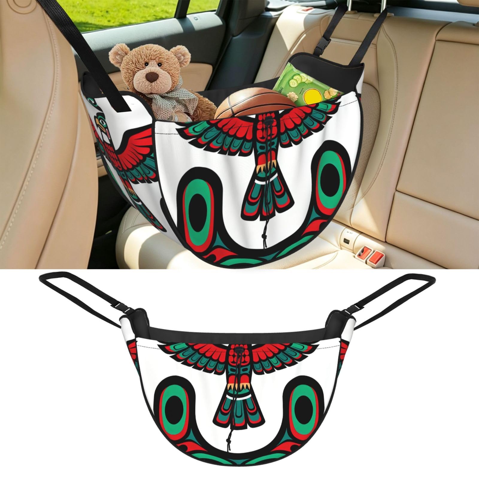 Cntdbu Black Thunderbird Totem Car Seat Organizer-Backseat Storage Bag For Travel