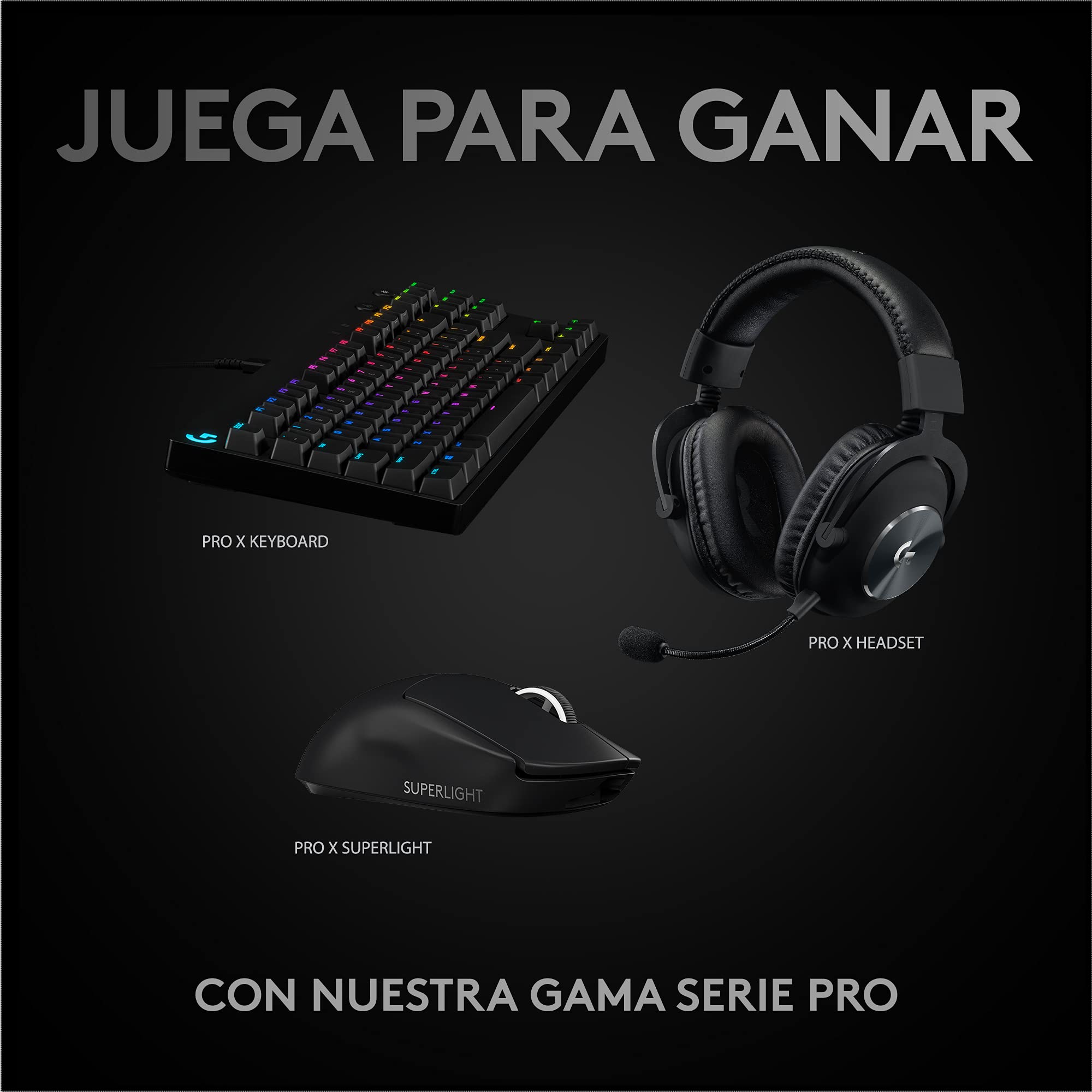 Logitech G Pro X Superlight Ratón Gaming Inalámbrico, Captor Hero 25K, 25,600 dpi, Ultraligero con 63g, Peso Reducido, 5 Botones Programables, Batería Larga Duración, PC/Mac, Negro