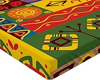 Vista 4 de Ambesonne Sábana bajera africana, estampado abstracto de líneas únicas, funda de cama con bolsillo profundo elástico para mayor comodidad