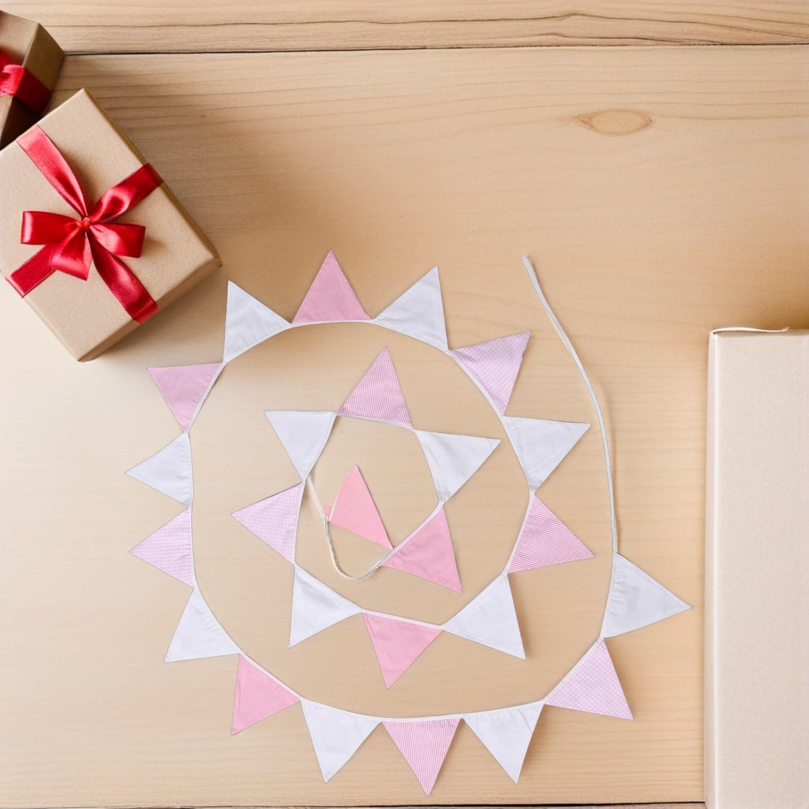 Gadpiparty Guirnalda de Banderines Triangulares de Algodón Reutilizables para Bodas y Fiestas Infantiles Instalación Fácil y Diseño Encantador