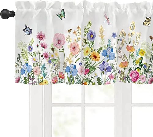 Miniatura 14 de LeLehome Cenefa para ventana del Día de San Patricio, 54 pulgadas de ancho x 18 pulgadas de largo, patrón de tréboles de trébol, cortina para