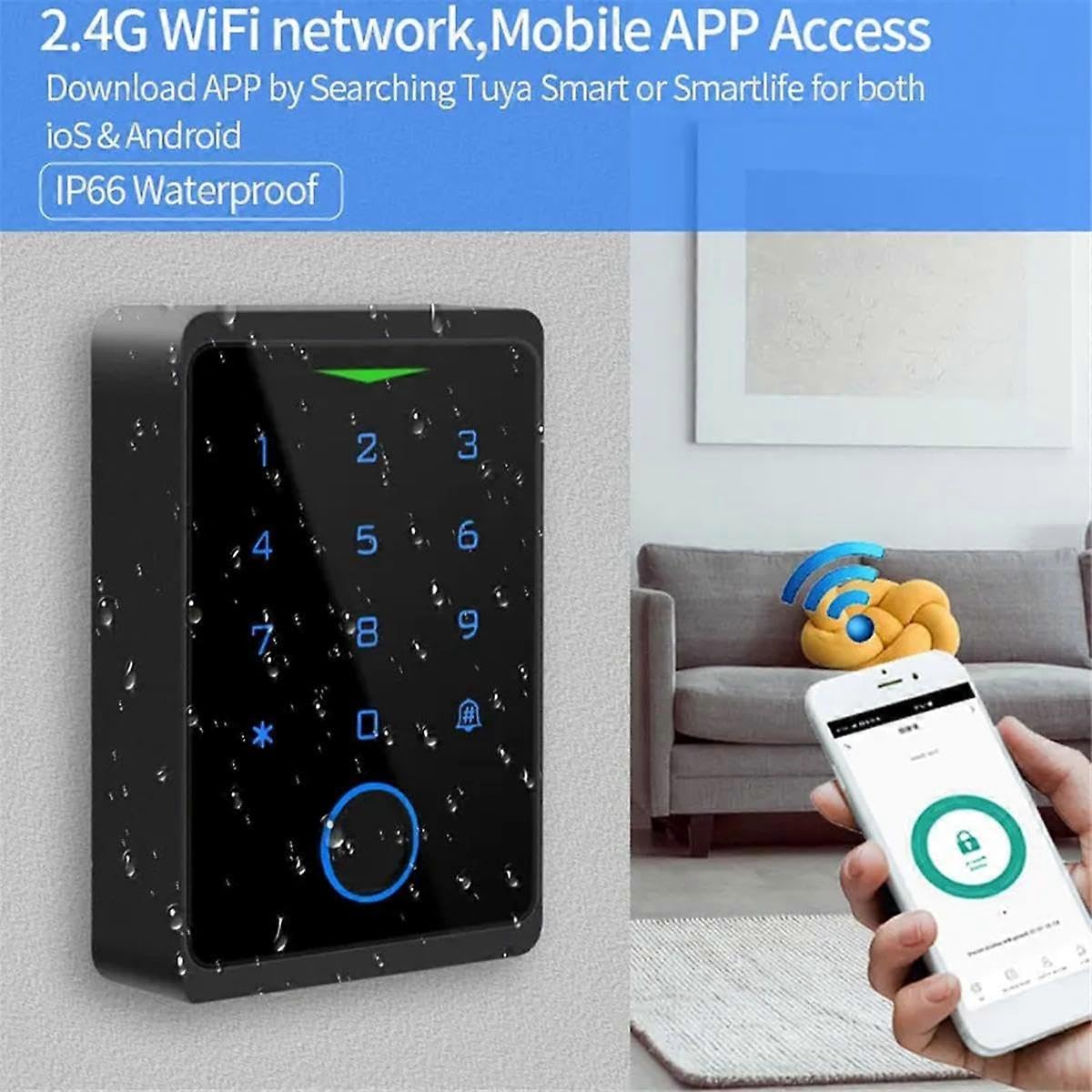 Tuya APP blokada drzwi IP66 wodoodporna bezkluczykowa biometryczna kontrola dostępu WiFi samodzielna klawiatura odcisk palca RFID