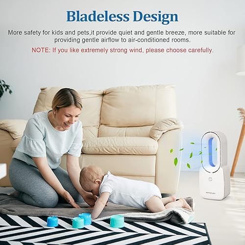 Miniatura 7 de CONBOLA Ventilador de escritorio oscilante pequeño, ventilador de mesa portátil, recargable, alimentado por USB, ventilador personal silencioso,