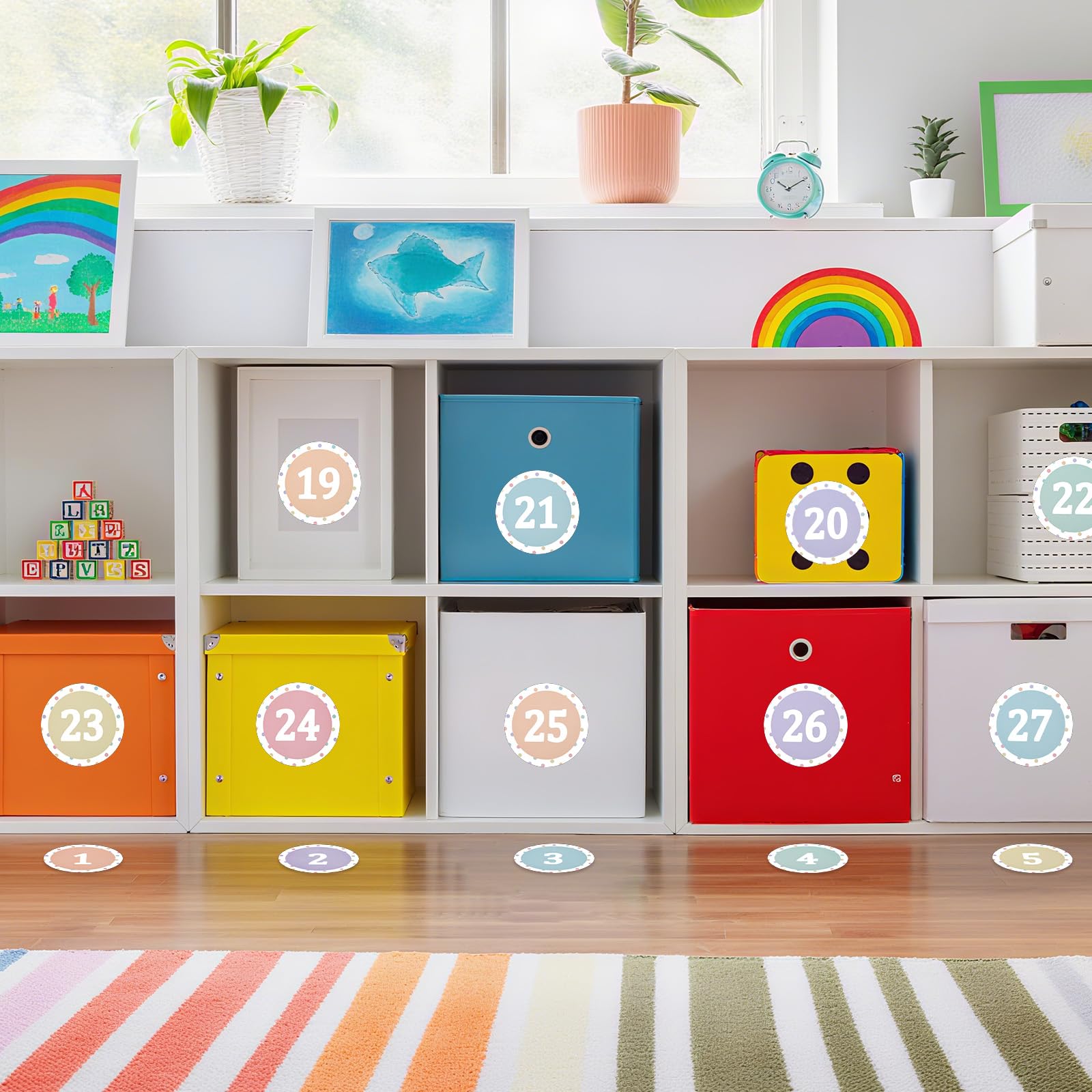 36pz Adesivi Colorati per Segnare i Numeri, Adesivi Autoadesivi da 10,2cm il Pavimento Dell'aula L'organizzazione Della Classe Perfetti per il Ritorno a Scuola L'asilo e le Forniture Elementari