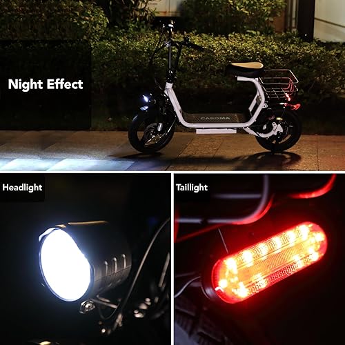 Miniatura 8 de Caroma Peak - Patinete eléctrico plegable de 1200 W con asiento, scooter para adultos de 14 pulgadas, batería de 500 Wh de hasta 30 millas y 20 MPH,