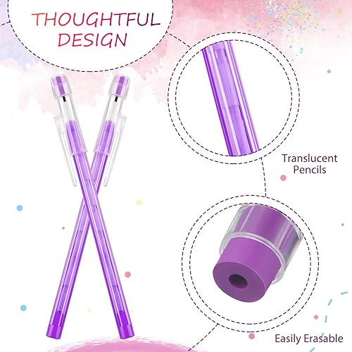 Vista 3 de Crtiin Lápiz apilable para niños, lápices apilables HB translúcidos multipunto no afilables con borradores a juego para estudiantes de oficina