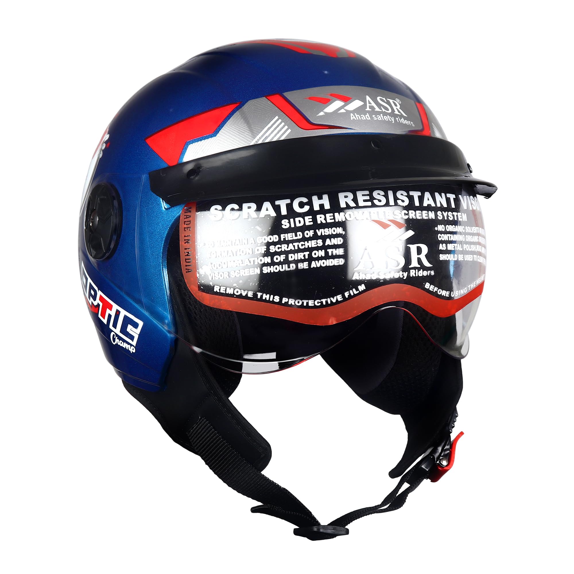 ASR Junior Riders Helmet, High-Impact ABS Shell, Scratch & UV Resistant, Wide-View Visor, ISI Approved, Boys & Girls,Size-XS (Blue)-image-21