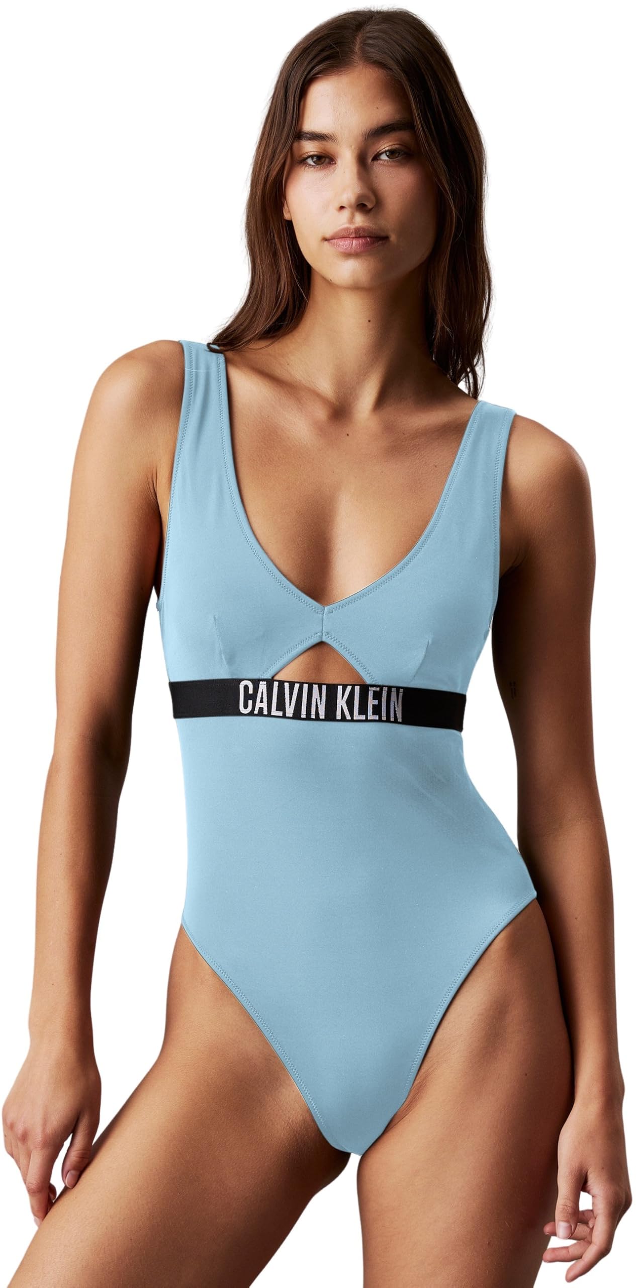 Calvin Klein Women’s Swimsuit with Cut Out, Blue (Skim Blue), XL
