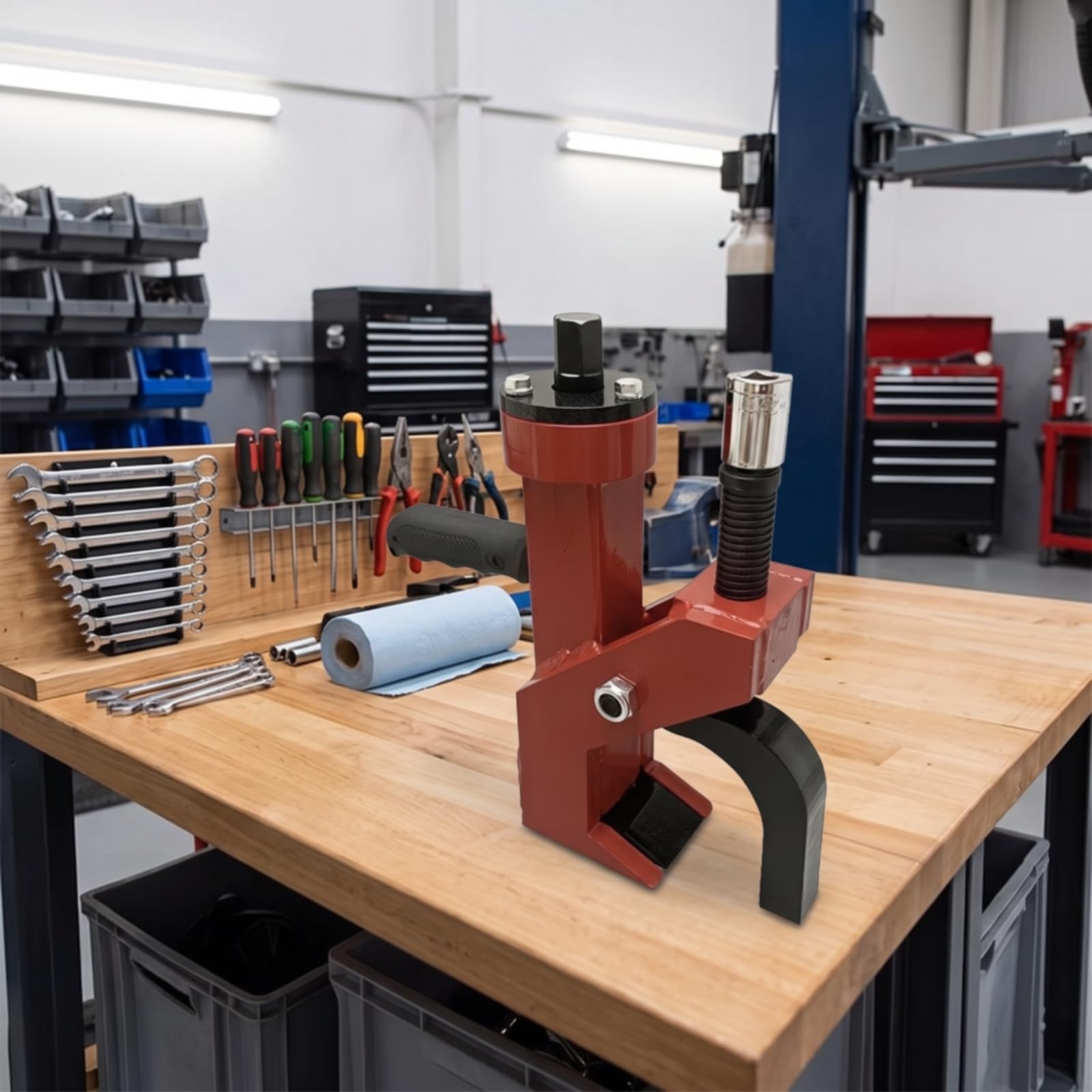 Qianly Smontagomme Manuale Robusto Stallonatore Manuale Facile da Usare Pressa per Gommisti, Meccanici, Rosso