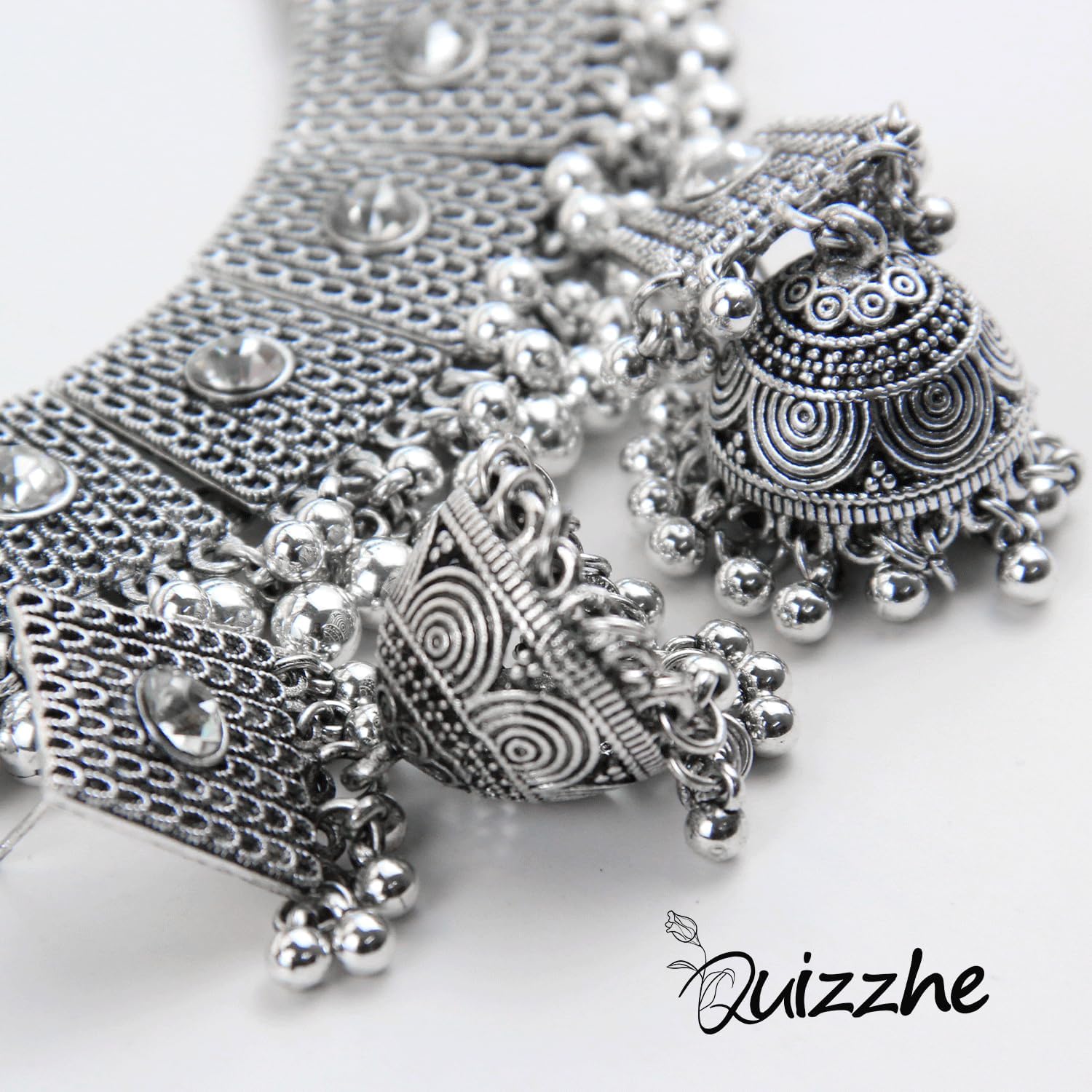 Ethnic Bell Beaded Necklace Bell Charm Earrings Vintage Tribal Necklace Chunky Necklace for Women Statement Jewelry Set - Image 4