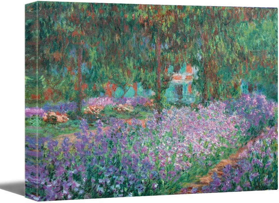 Irises in Monet's Garden, 1900 by Claude Monet - Canvas Art Wall Decor Picture Print Framed -12" x 16"