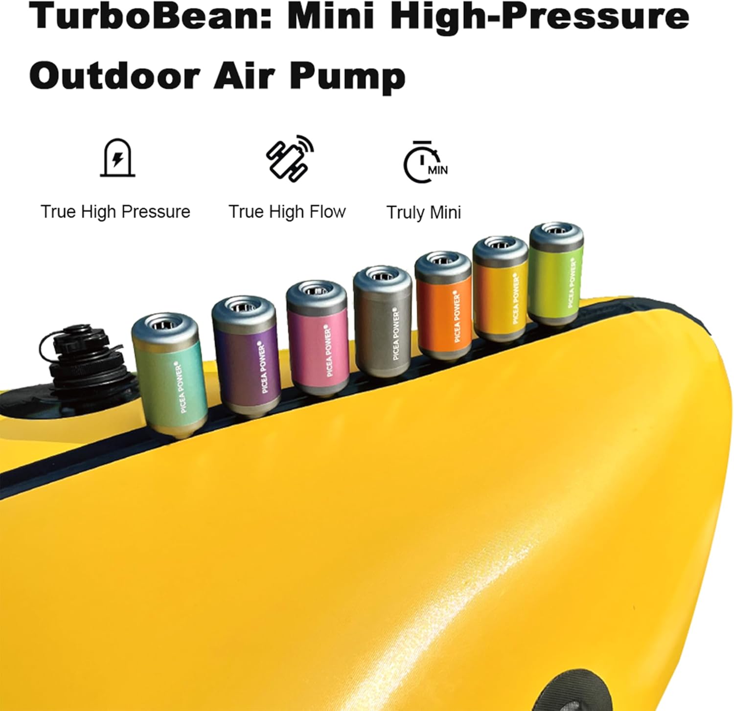 Edge TurboBean 22kPa Mini High-Pressure Air Pump for Inflatables, 420L/min &130K RPM Fast Inflation and Deflation with USB-C Port, Portable Electric Pumps for Camping Mattress, Inflatable Boat etc