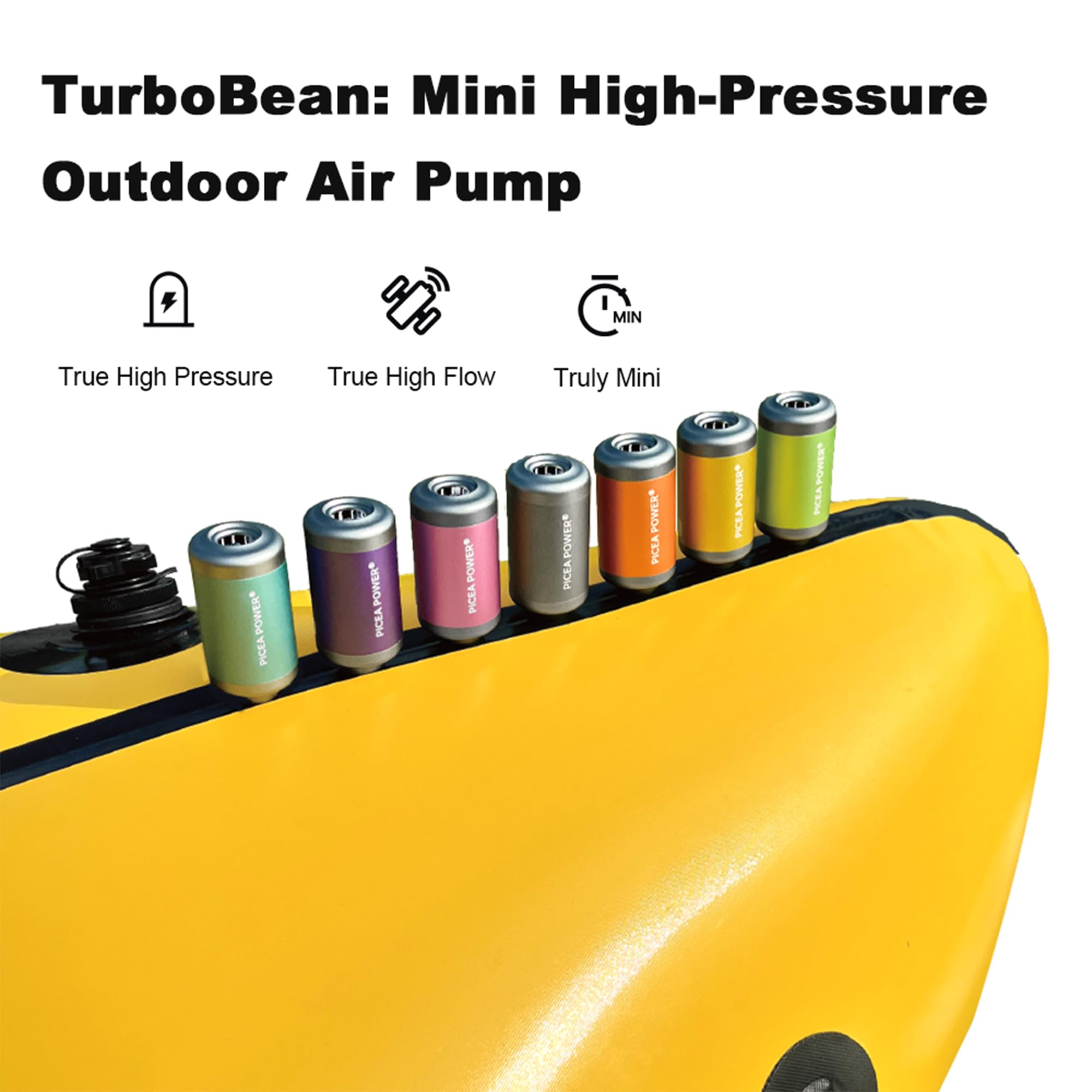 Edge TurboBean 22kPa Mini Hochdruck Luftpumpe für Aufblasbares, 420L/min & 130K RPM Schnellaufpumpen und Entlüften mit USB-C Anschluss, Tragbare Elektropumpe für Campingmatratze, Schlauchboot etc