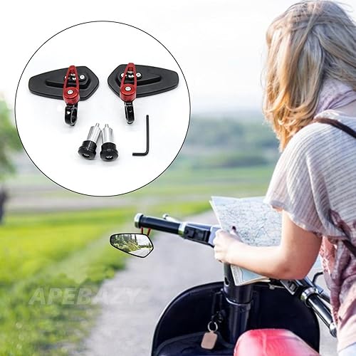 Miniatura 3 de Espejos traseros de extremo de barra de 78 de pulgada de 0.866 in, accesorios de motocicleta, scooters, retrovisor, retrovisor, espejos