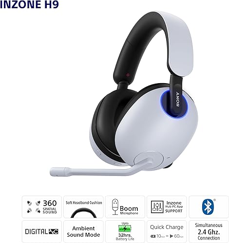 Miniatura 15 de Sony -INZONE H9 Auriculares inalámbricos para juegos con cancelación de ruido auriculares sobre la oreja con sonido espacial 360 WH-G900N