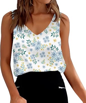 FONMA Tank Tops for Women Summer Basic Satin Solid V Neck Sleeveless Cami Loose Work Business Lightweight Camisole Tank Top