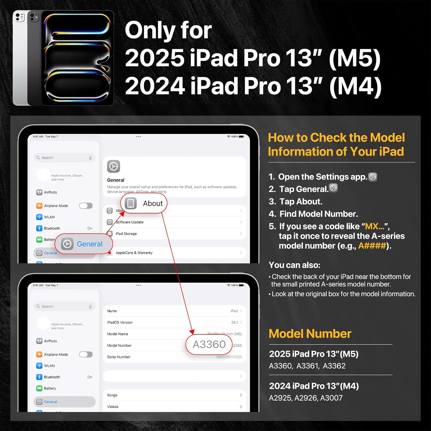 MAGEASY CoverBuddy iPad Case that Fits Magic Keyboard for iPad Pro 13" (M5 2025 / M4 2024, 8th 7th Gen) Magic Keyboard Compatible iPad Case with Heat Dissipation & Pencil Holder (Leather Black 5.05)