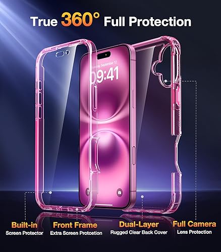 Miniatura 543 de Diaclara - Funda diseñada para iPhone 14 Pro Max, resistente, de cuerpo completo, con protector de pantalla sensible al tacto y antiarañazos + Blanco