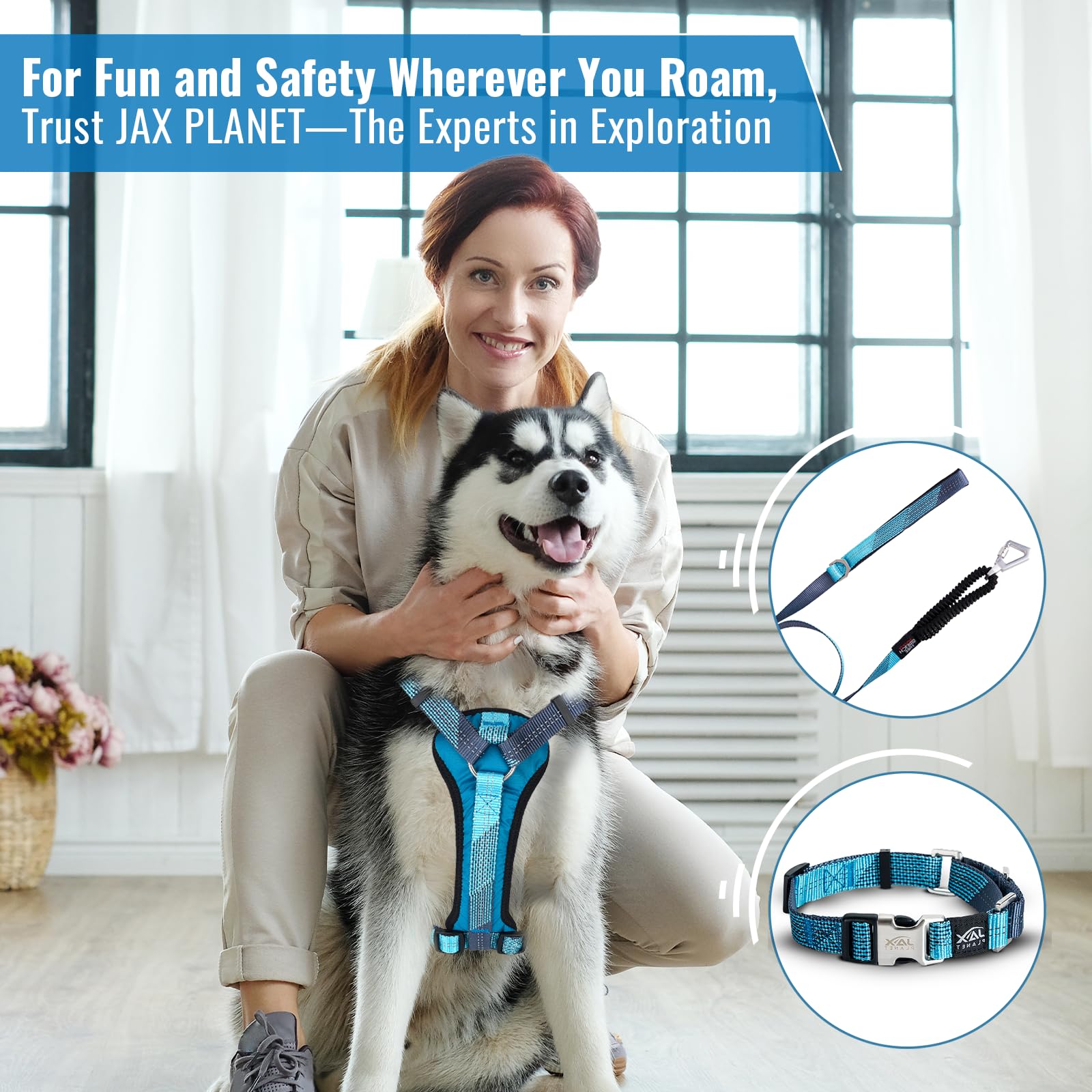 Arnés antitirones para perro con asa, a prueba de escapes, arnés de neopreno resistente con correa en H acolchada con ribete reflectante, hebillas de metal seguras (negro, M: cuello: 16.9-23.6