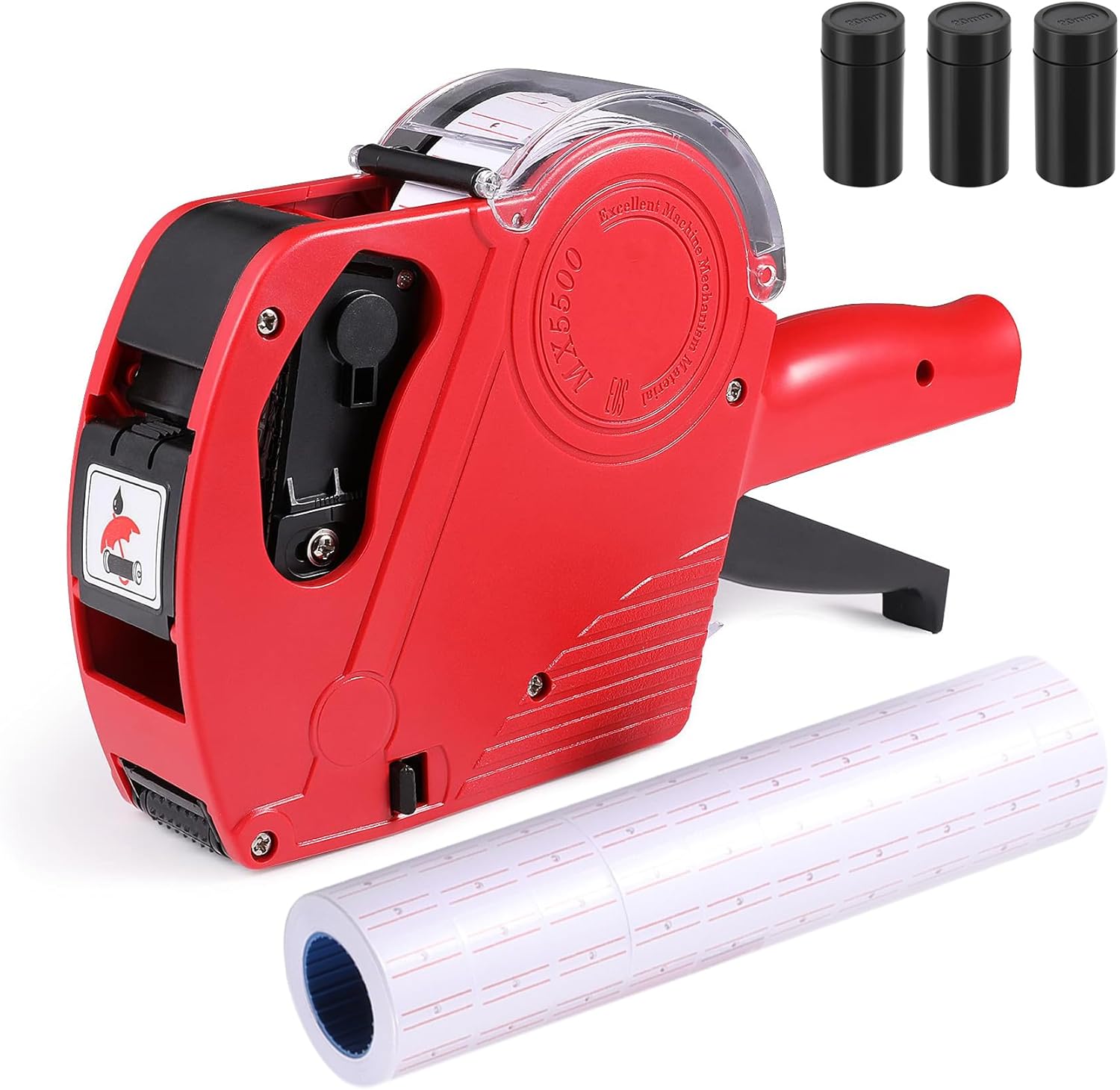 Handheld Price Guns for Retail, Lightweight Pricing Tag Gun Kit with Labels, 8 Digits Red Price Label Maker Guns and 5000 Labels & 3 Refill Ink Rollers, Perfect for Yard Sale and Supermarket