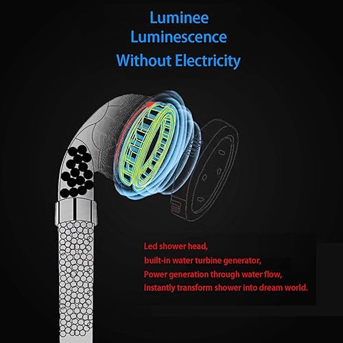 Miniatura 5 de APzek Cabezal de ducha LED con manguera y soporte de brazo de ducha, cabezal de ducha de mano de alta presión con filtro de ahorro de agua que