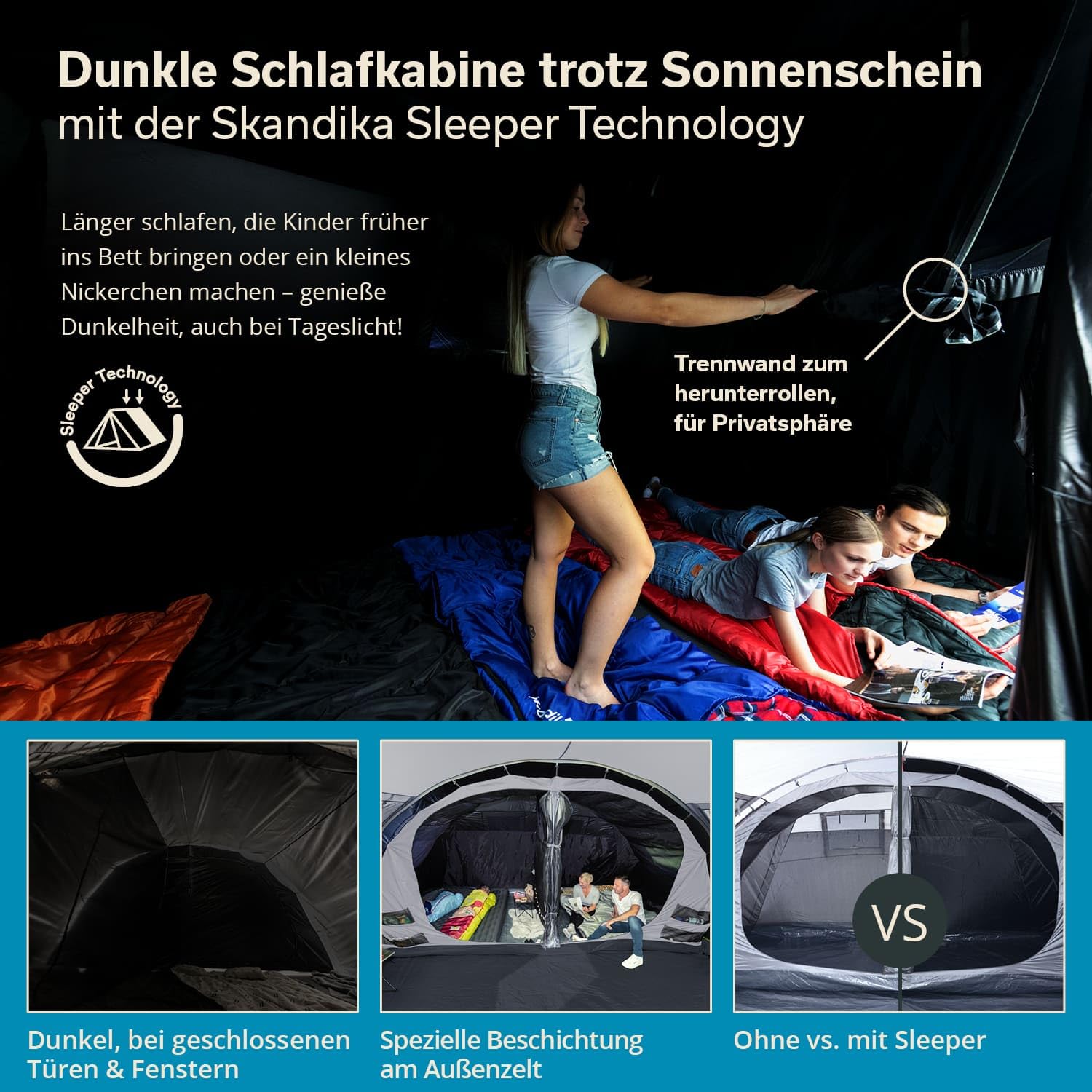 Skandika Gotland 6 Protect - tende da campeggio familiare - zanzariera - 540 x 450 cm - Pavimento cucito - Colonna d`acqua 5000mm