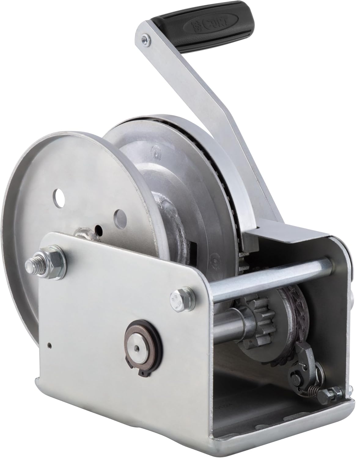 CURT 29615 Hand-Crank Brake Winch, 1,500 lbs, 5:1 Gear Ratio, 10.6" Handle