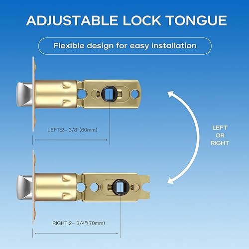 Miniatura 8 de Leydebong Paquete de 1 manija de puerta dorada, palanca de privacidad para puerta de cama y baño, cerradura de puerta, apertura izquierda o derecha,
