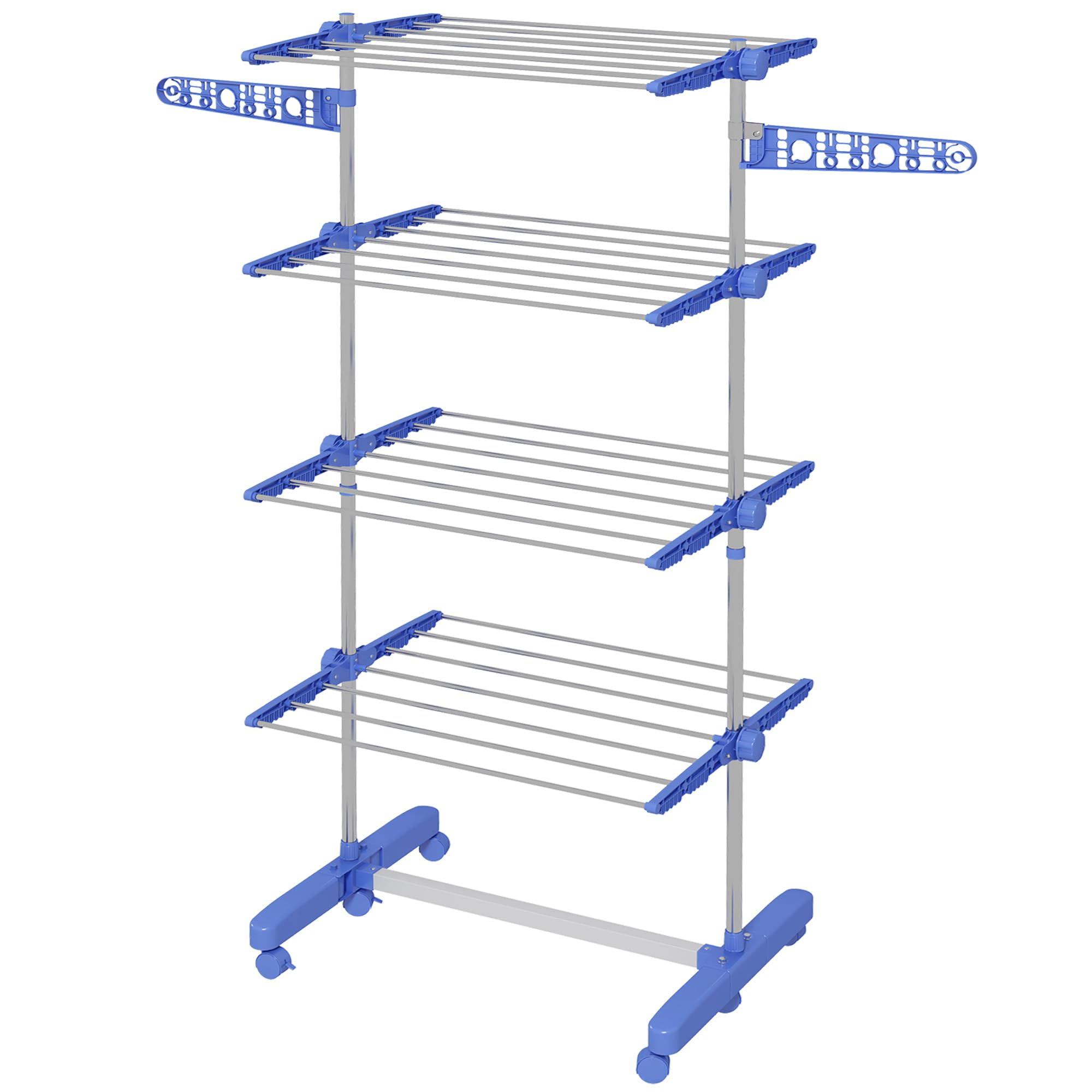 HOMCOM 4-Tier Clothes Airer, Stainless Steel Foldable Clothes Drying ...