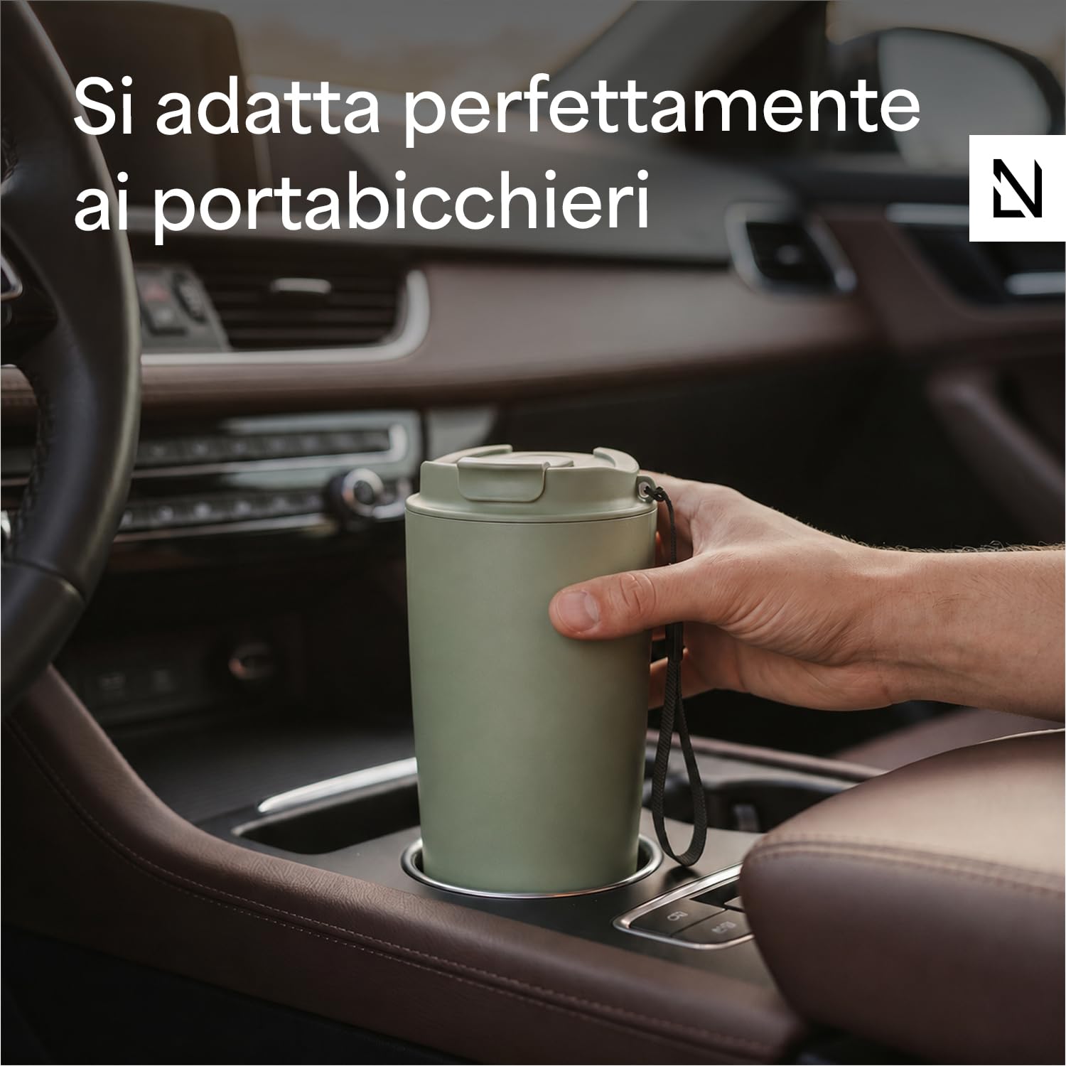 LARS NYSØM Tazza Termica per caffè Thermo Coffee Mug-to-Go con Cinturino & Coperchio in Tritan 500ml | Tazza da Viaggio con design a fantasia 0,5 Litri con Isolamento