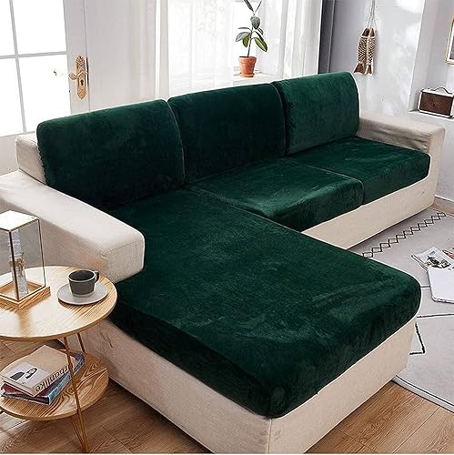 Miniatura 2 de Funda de cojín de terciopelo para sofá en forma de L, funda elástica para cojines de asiento, protector de muebles suave y antideslizante para silla