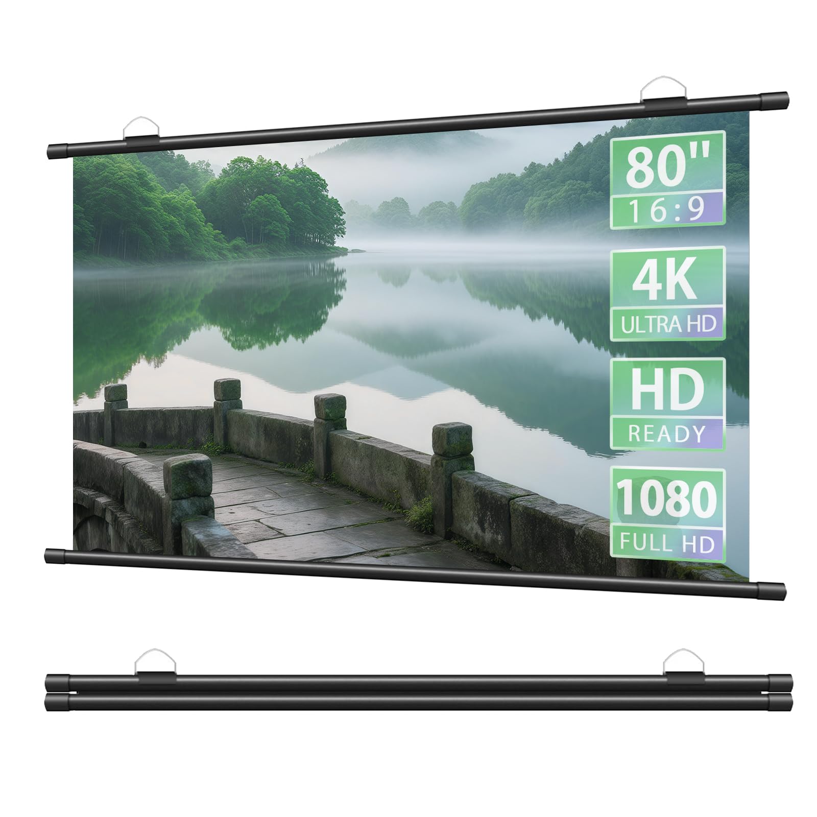 プロジェクター スクリーン 80インチ 16:9 4K対応 壁掛け 吊り下げ式…