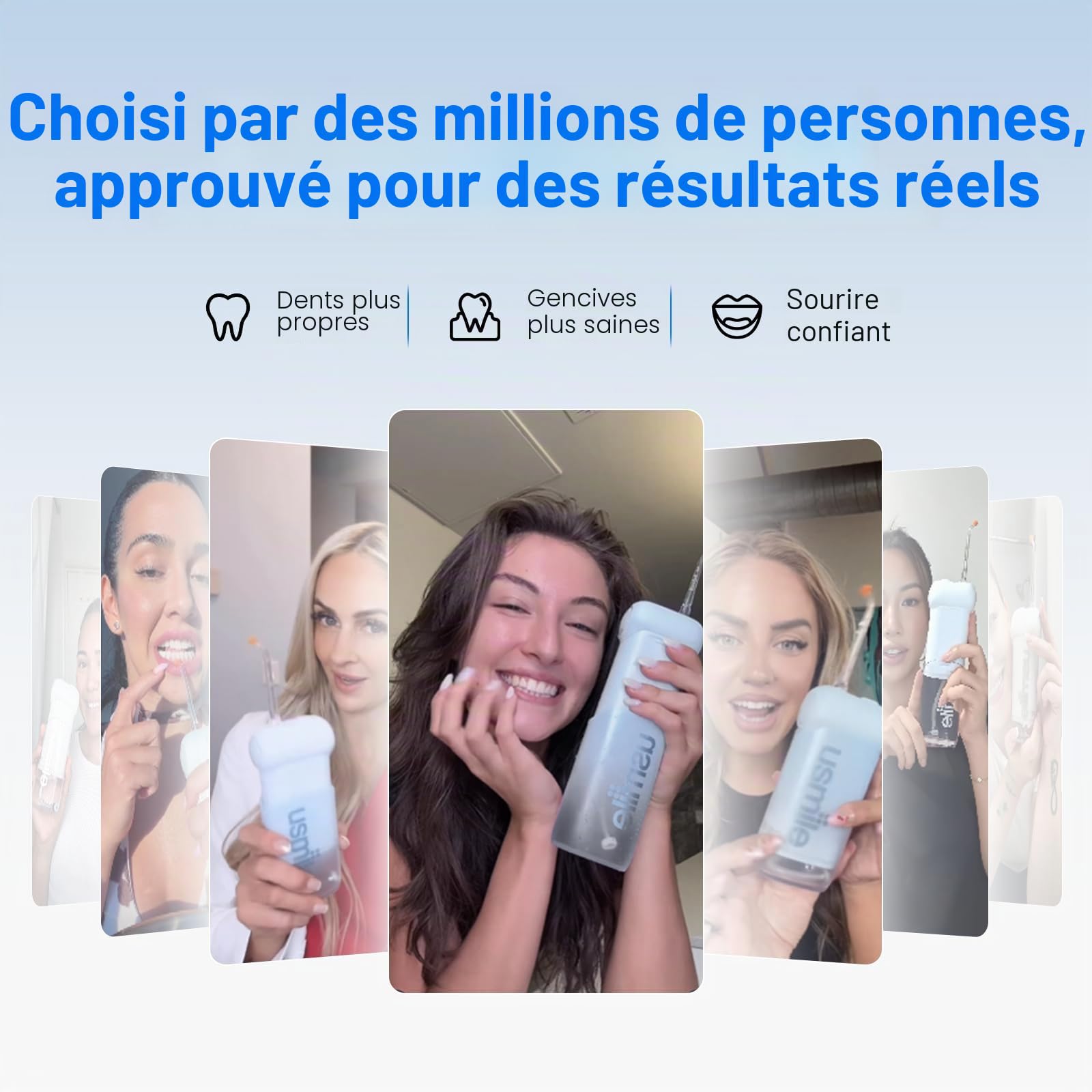 usmile C10 Jet Dentaire Hydropulseur portable – 95 jours d'autonomie | 4 modes, réservoir 180 ml, étanche IPX7, idéal pour voyages, appareils dentaires, implants et gencives
