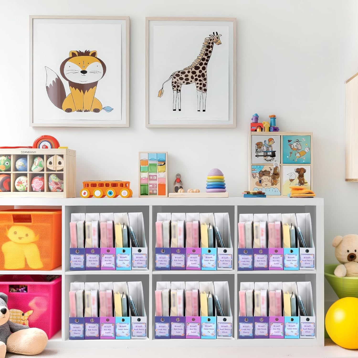 Pasimy 25 Pcs Space Cardboard Magazine File Holder Magazine Organizer Book Bin with Label Sticker Multicolor File Storage Box for Desk Shelves Document School Classroom Home Office Supplies
