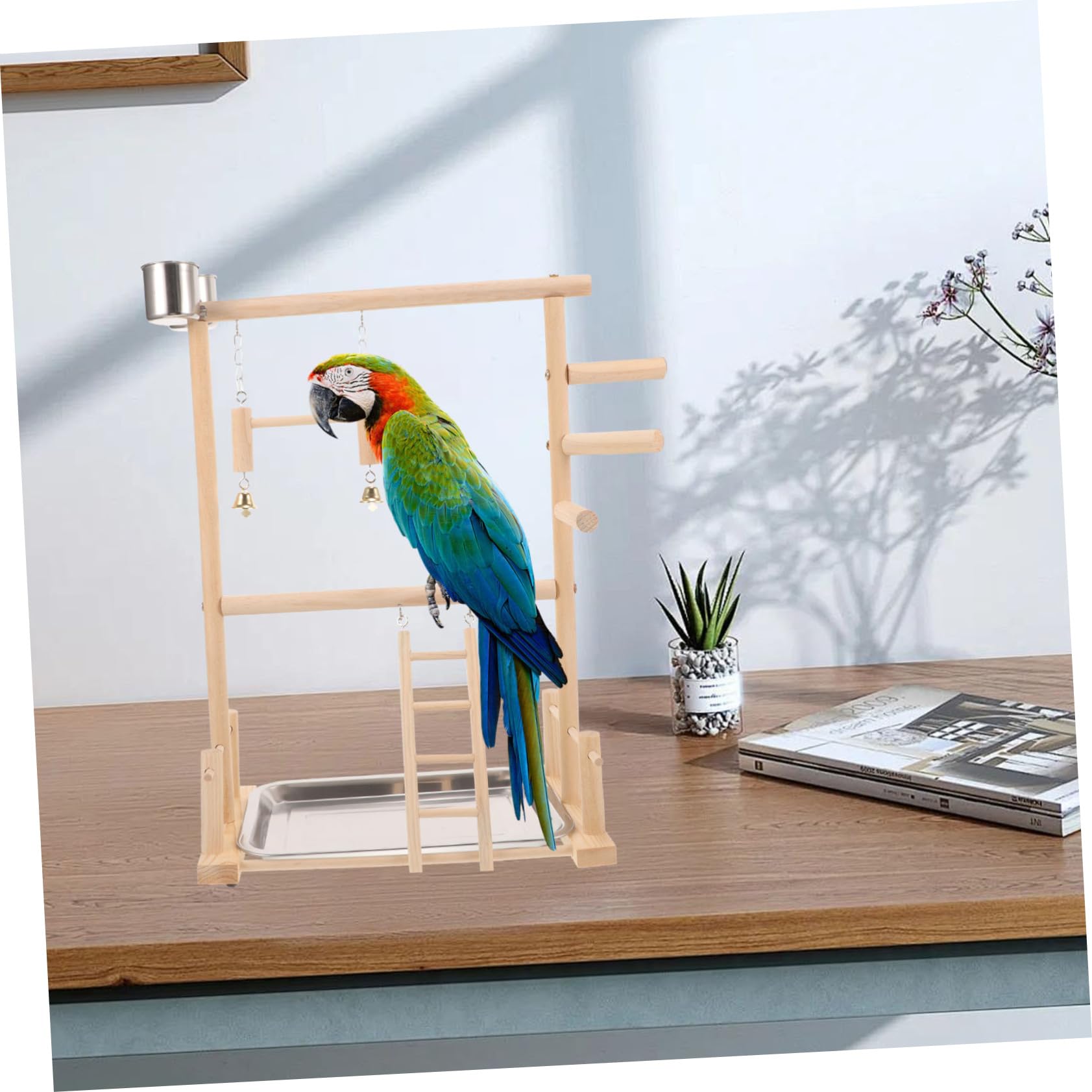 DOITOOL 1juego Soporte De Perch para Aves De Madera Área para Periquitos y Cacatúas De Juguetes para Escalera y Columpio