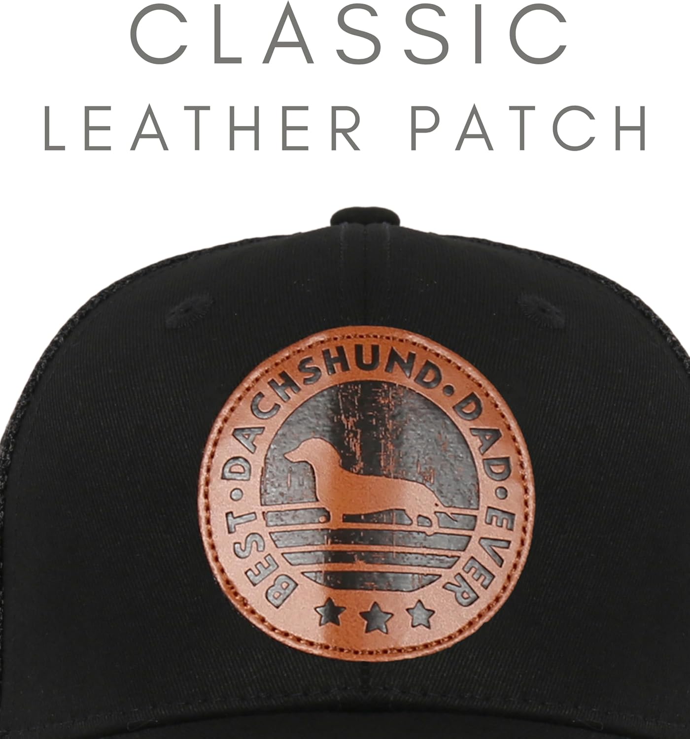 InnoBeta Dachshund Dad Hats, Funny Gifts for Dachshund Dad, Black Trucker Leather Patch Hat, Dachshund Gifts for Men for Birthday, Christmas - Image 4