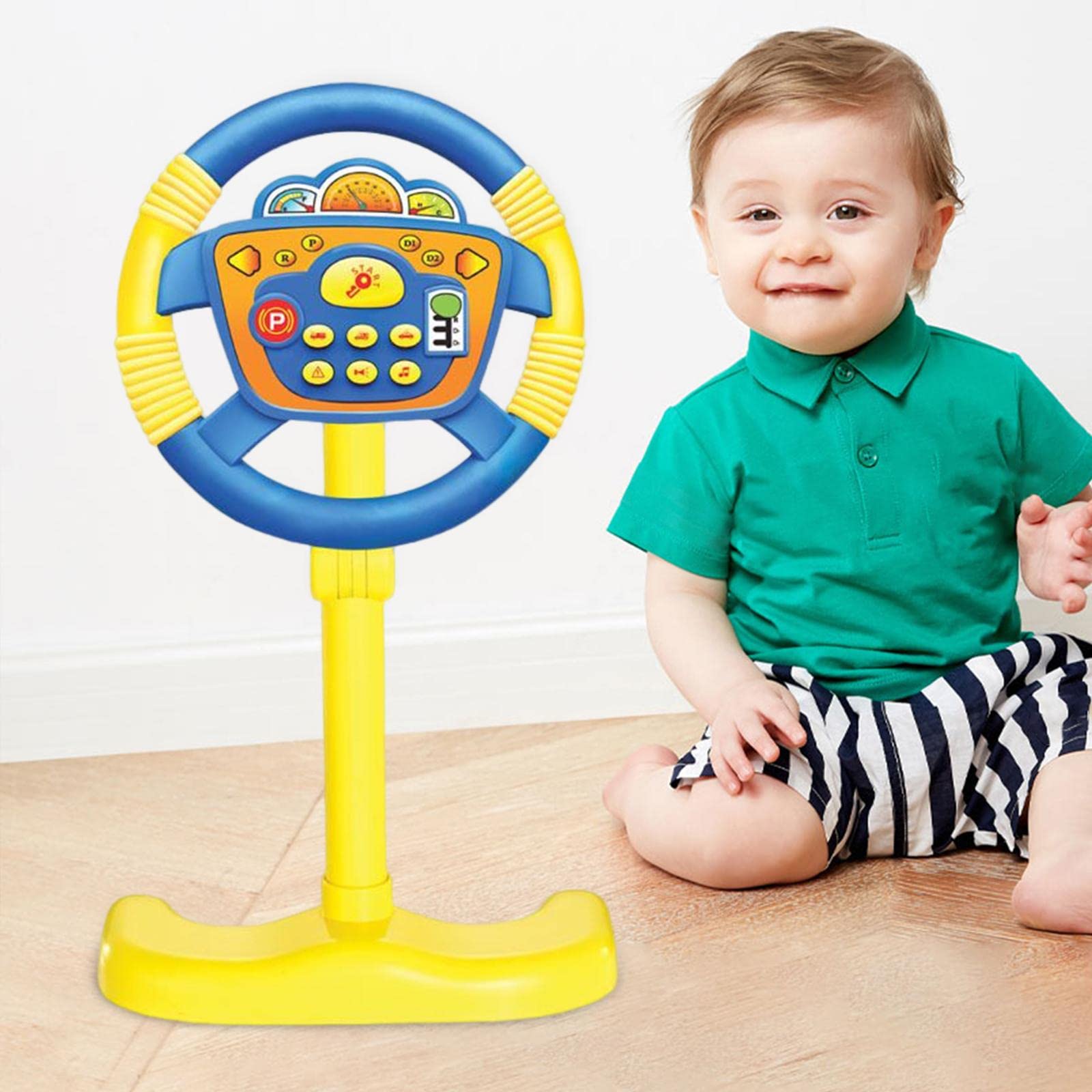 Volante de Juguete Multifuncional Interactivo con Sonido, Volante Eléctrico Giratorio para Niños, Cumpleaños para Niños