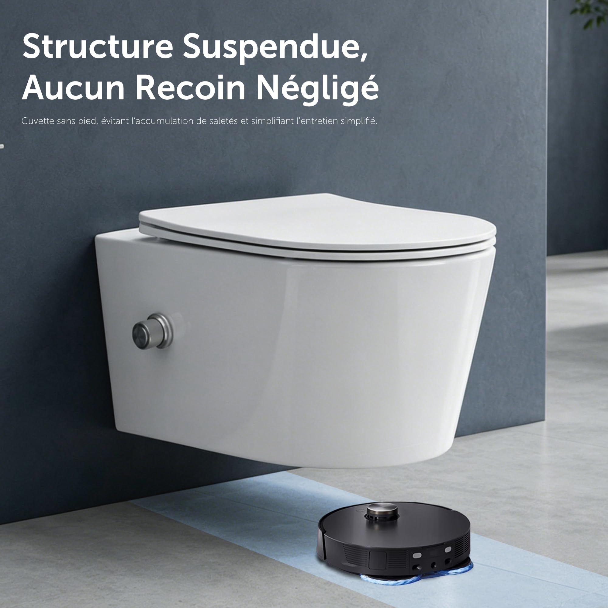 doporro WC Suspendu Blanc Cuvette Céramique avec Fonction de Bidet | Abattant Silencieux, avec Frein de Chute, Aachen601