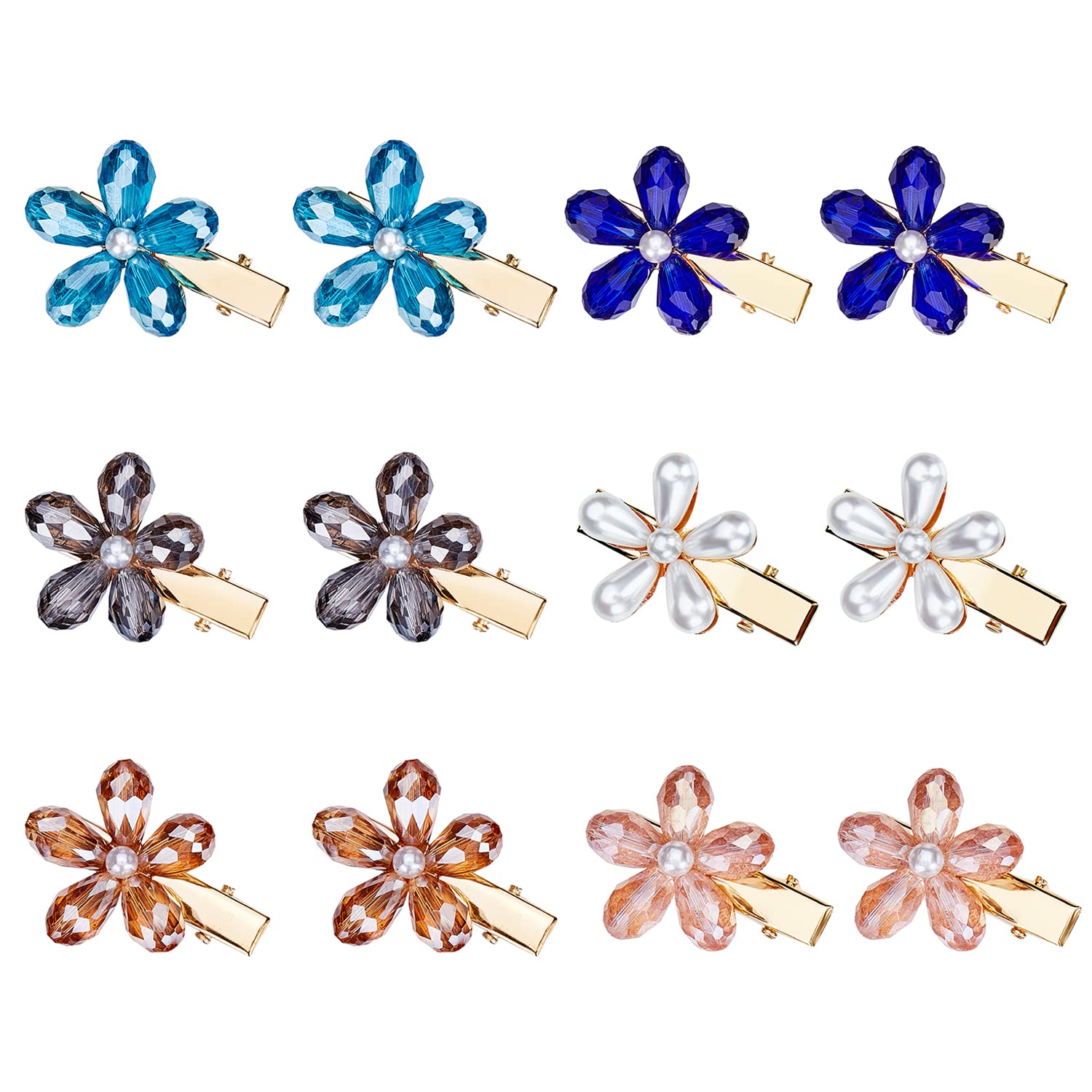 12 Pcs Mini Hair Clips Pearl Various Crystals Everything Else